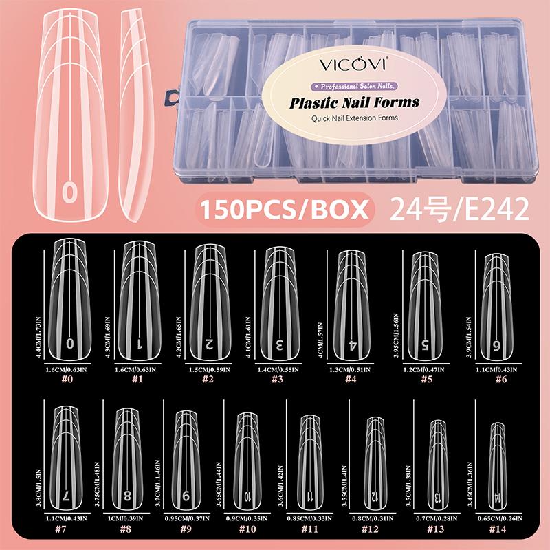 150Pcs Dual-Form Nail Extensions Kit Square Coffin Almond False Nail Tips UV Gel Quick Build Manicure Tools for Nail Art