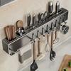 Carbon Steel Wall-Mounted Kitchen Organizer Rack with Hooks for Knives, Cutting Boards & Utensils - Ideal for Kitchen Decor, Knives for Kitchen