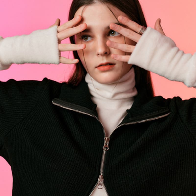 KOLEAT [Fur ver.] Fleece Knit Hand Warmer (WHITE) Fall/Winter Gloves ver.