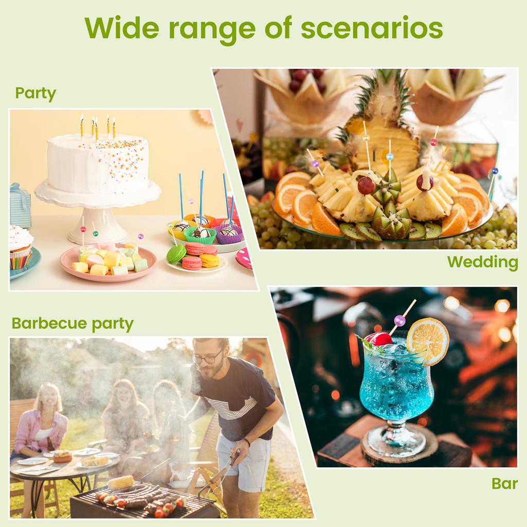 800Pcs 12cm Bamboo Cocktail Picks Decorative Fancy Toothpicks Multipurpose Party Cocktail Picks for Drinks Desserts Charcuterie