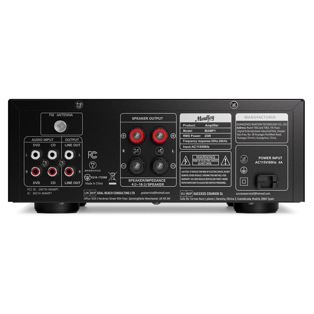 Moukey Erősítő Rendszer Mikrofon Mixer Max Kimenő Teljesítmény 220W Bluetooth Kompatibilis Kétcsatornás Hang Audio Sztereó Erősítő Monitorozás USB, SD, AUX,