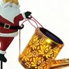 Solar Christmas Santa Claus Kettle Lights Metal Solar Hanging Santa Claus Outdoor Garden Lamp for Lawn Festive Decor Xmas Gift