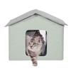 Heated Cat House Foldable Kitty Shelter with Heated Pad Green Middle