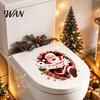 Removable PVC Wall Art Christmas Toilet Stickers, Funny Santa Claus Delivering Tissues Cover Murals Waterproof Lid Tank Seat Decals, Self-Adhesive