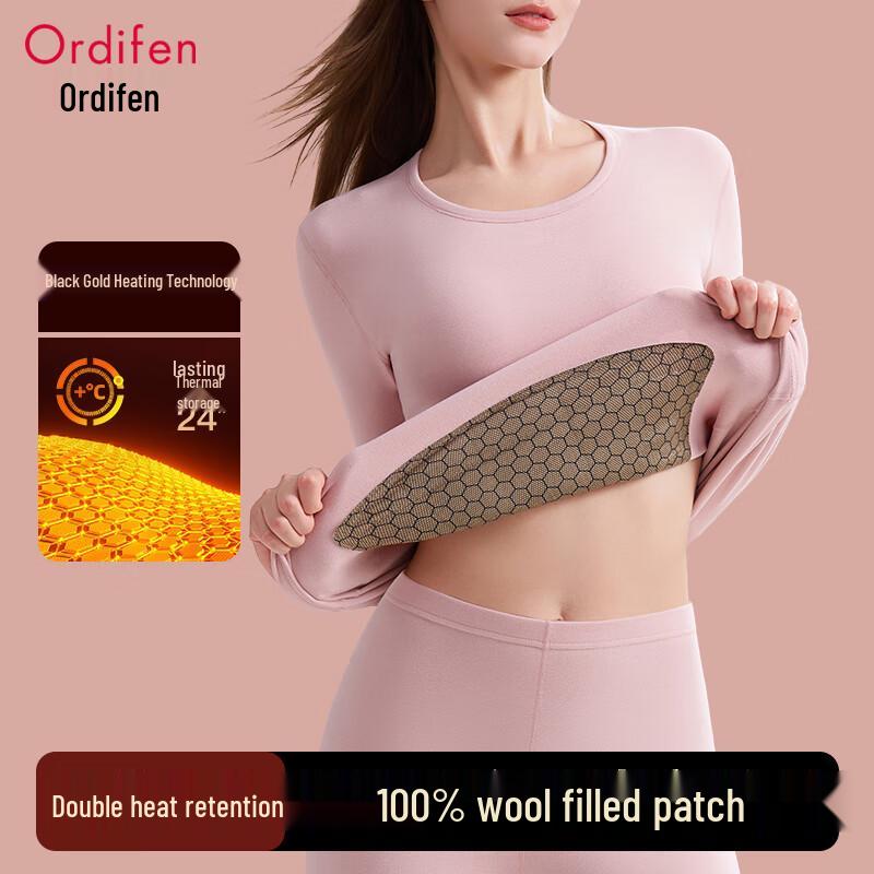 Oudifen Women's 100% Wool Thick Thermal Underwear Set