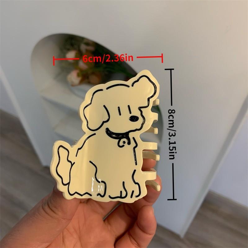 1pc Cute Cream Dog Acetic Acid Grab Clip Exquisite Sweet Cartoon Hair Grab Shark Clip New Hair Grab