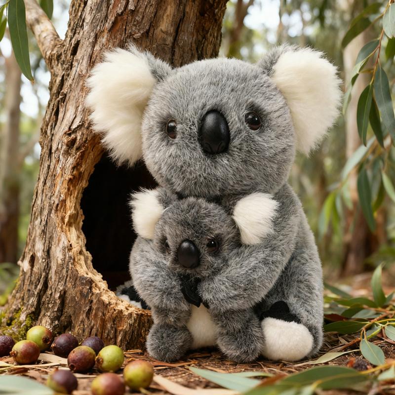 

28cm Mother And Child Koalas Plush Toys Exquisite Realistic Simulation Animal Dolls Cute Desktop Decorative Item Gift For Friend 28cm серый