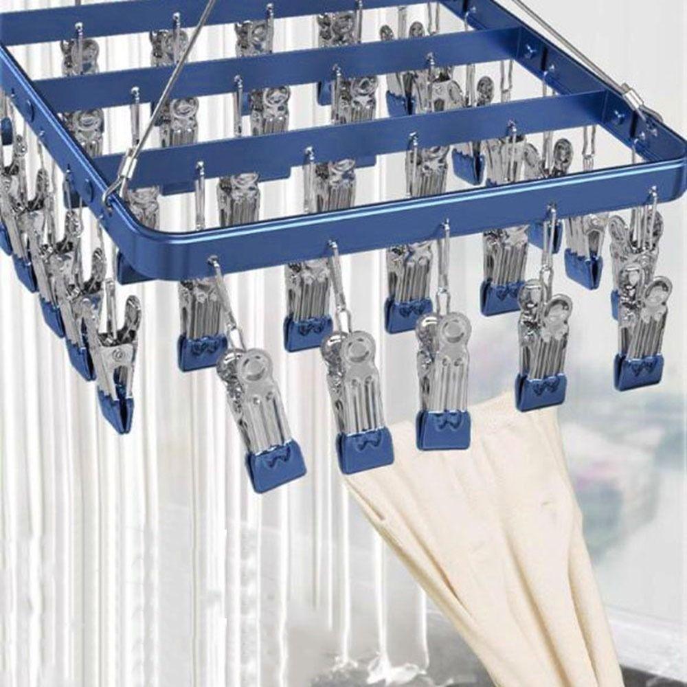 Aluminum Zinc Zinc Alloy Multi-Clip Drying Rack Windproof Towel Socks Hanger Clothes Drying Rack  Skirt