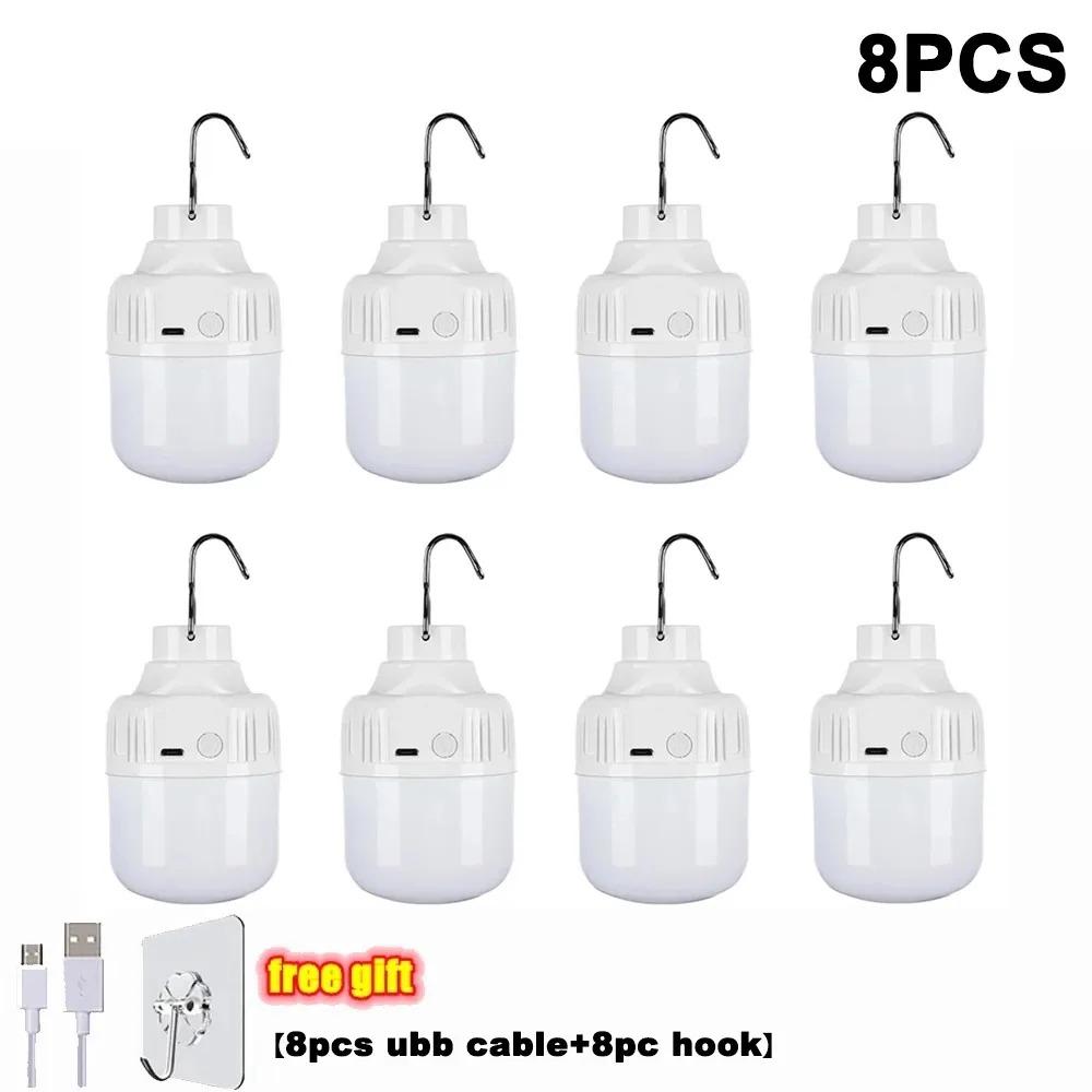1-10pcs Outdoor USB Rechargeable LED Lamp Bulbs High Brightness Emergency Light Hook Up Camping Portable Lantern Night Lights