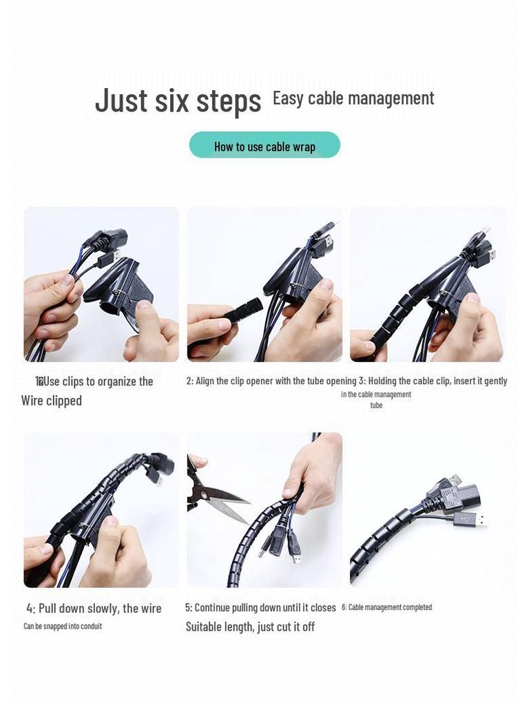 HAILE 1.6m Cable Organizer: 22mm Wire Harness & Protective Sleeve