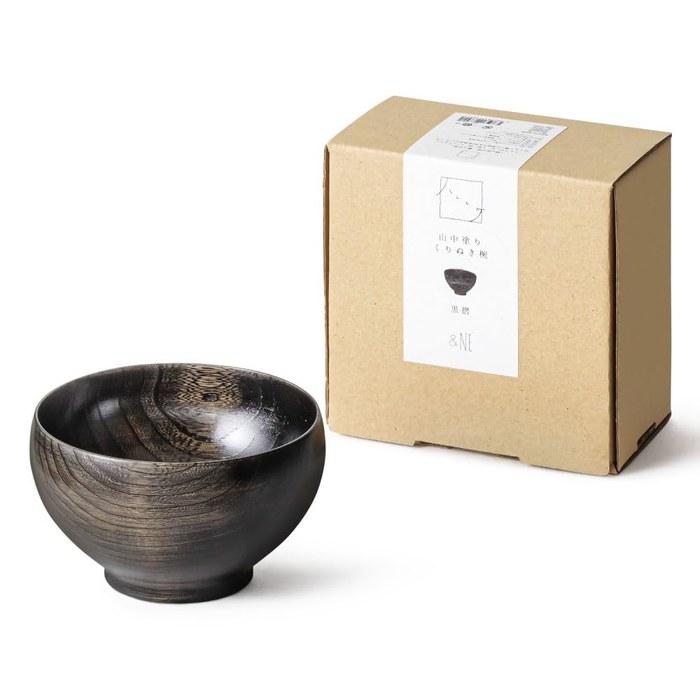 &NE Yamach-nuri Kuri-nuki Wan Black Finish Miso Soup Bowl NKR-384-BK 6, 11.5cm