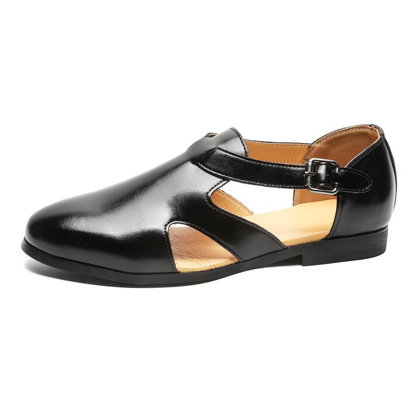 Men's Large Breathable Leather Roman Sandals - Summer Business Style