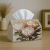 1pc of a Romantic Botanical Vintage Tissue Box Cover Featuring a Soft Cream Protea Flower. It Is High-Quality, Waterproof, Durable, Lightweight, And F