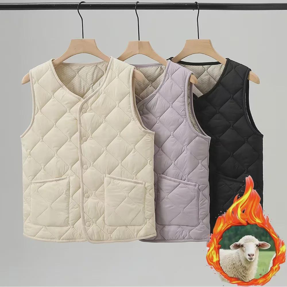 Unisexowa nadmuchiwana kamizelka z aksamitu: 100% Wełna Owcza, Lekka, Ciepła, Odzież Codzienna Jesień/Zima.