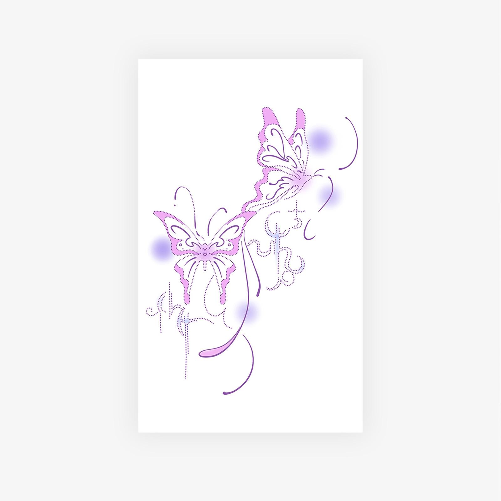 High-Value Y2K Babes Dopamine Colored Butterflies Flying Thorns Waist And Abdomen Tattoo Stickers 9*15