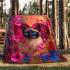 1pc Cat Artwork Outdoor Flannel Blanket , Machine Washable Perfect Gift for Birthday , Holiday Travel Accessory , Durable Material