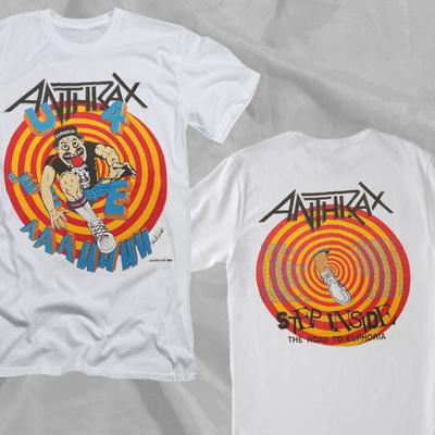 Anthrax Road To Euphoria Step Inside Tour 90er Weiß Doppelseitiges T-Shirt