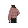Adidas Originals Color Block Striped Loose Stand Collar Short Down Jacket Women Outerwear Light-Brown Red HK5237