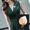 Two-color Gold Leaf High-end Women's Accessories Trendy Holiday Gift Brooch