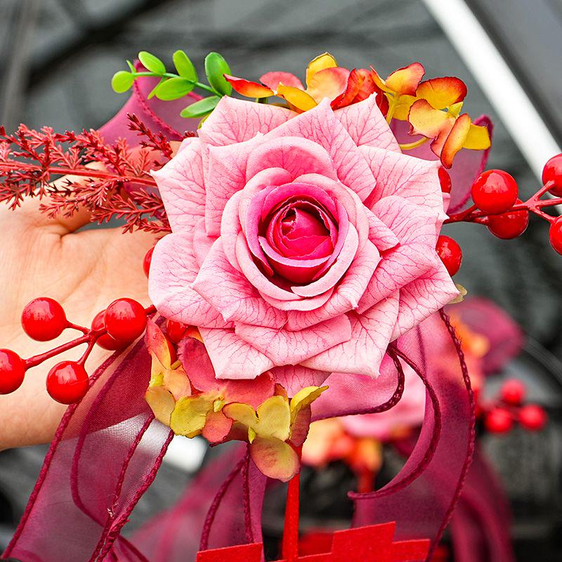 Complete Wedding Car Decoration Set: Pull Flowers & Ribbons