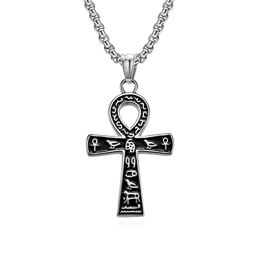 Ancient Egyptian Symbol Cross Titanium Steel Necklace Christmas Holiday Gift