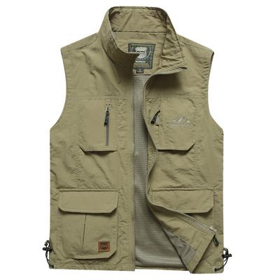 Übergröße Herren Frühling Sommer Schnelltrocknende Weste Lässige Angelweste Mehrere Taschen Mesh Ärmellose Weste