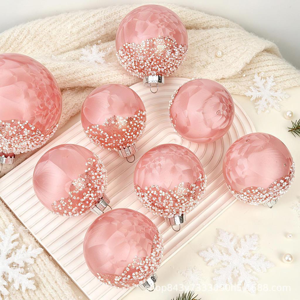 Girly Pink Christmas Ornaments: 8/10/12CM Plastic Ball, Vines, and Wreaths for Tree Decoration