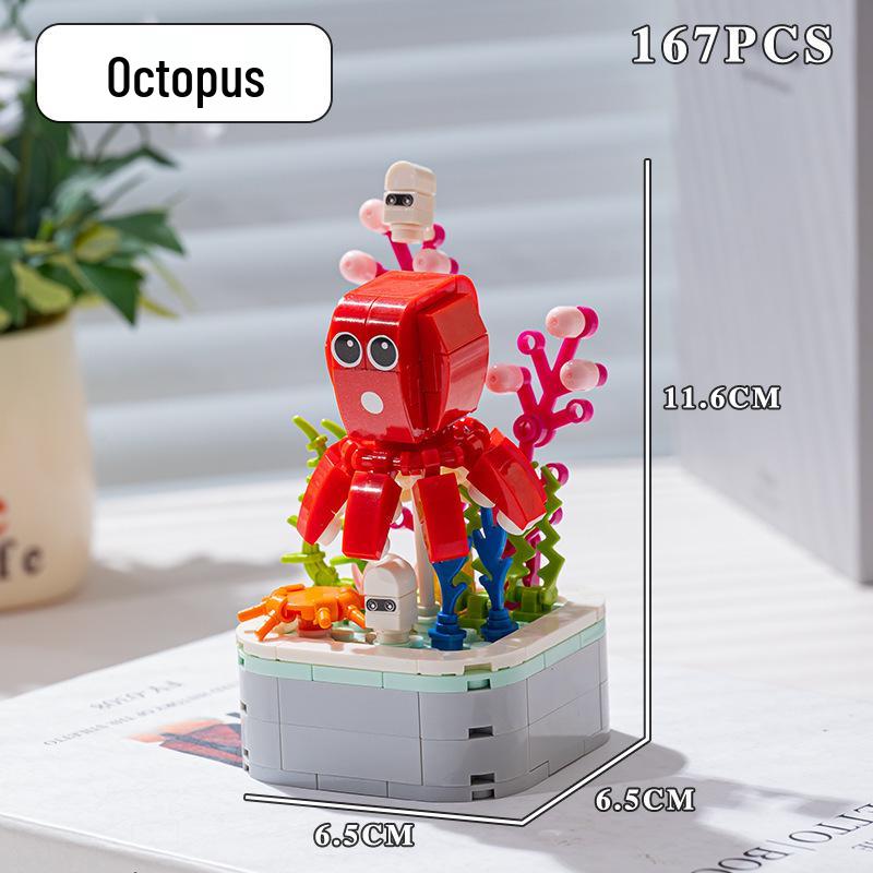 Compatible Lego Insect & Animal Building Blocks: Educational Flower Assembly Toy & Holiday Gift for Kids' Desktop Ornaments