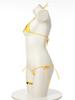 SENMHS Women's Yellow Leather-Look Cyberpunk Bikini, 3-Piece Set, Sexy Strappy Design, Bondage-Style Mini Top, Underwear, Cosplay, Photoshoots, Partie