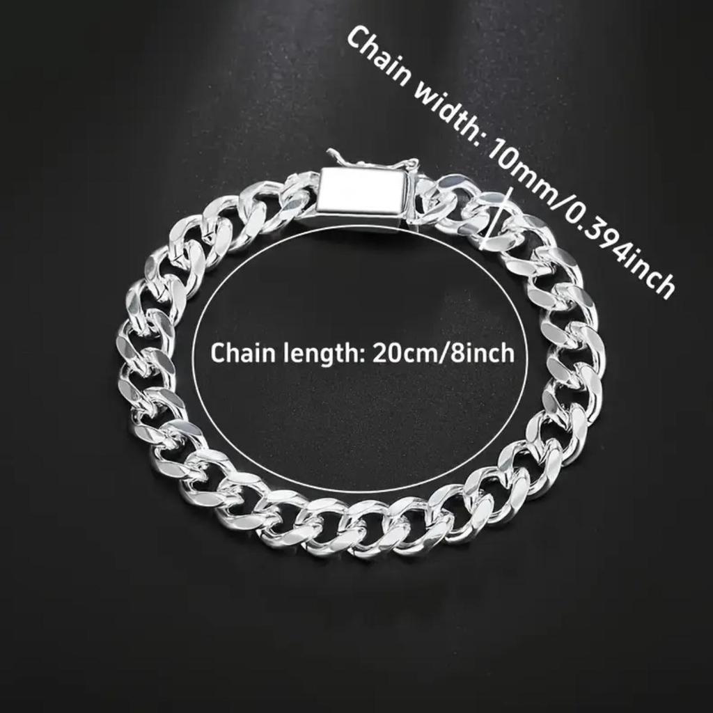 TEMU Europeisk og Amerikansk 10MM Cubansk Lenke Firkantspenne Armbånd for Menn
