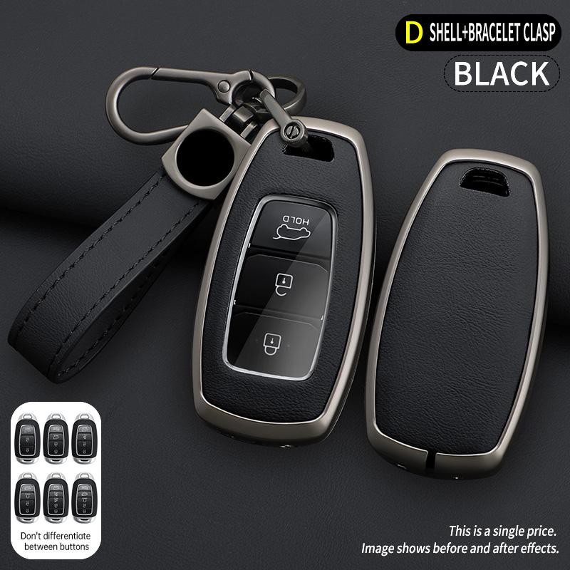 Zinc Alloy Leather Car Key Fob Case For Hyundai Yazun Parisian Centor Elantra Gt Kona Car Key Fob Case