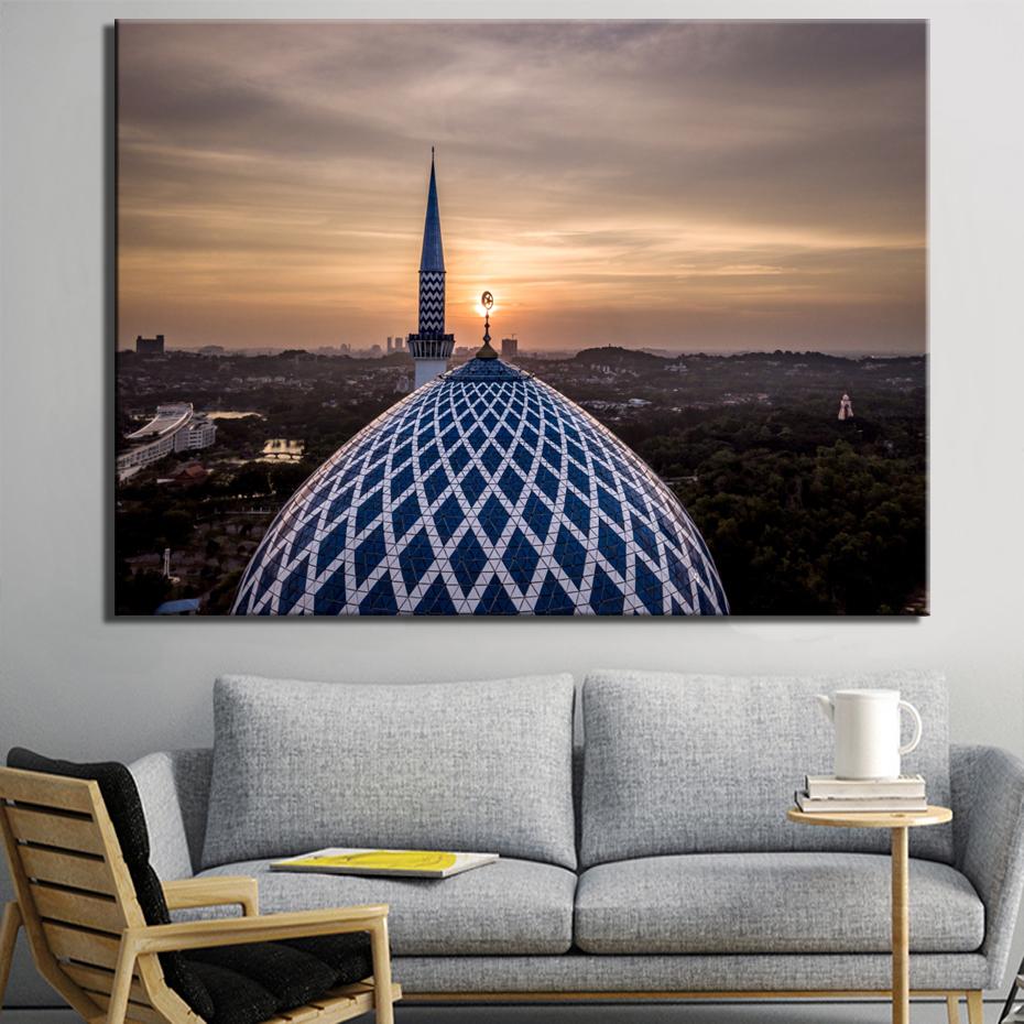 Mosque Dome of The Rock Ray of Dawn Masjid Al Aqsa Muslim Painting Posters Wall Art Canvas for Living Room Home Decor Pictures