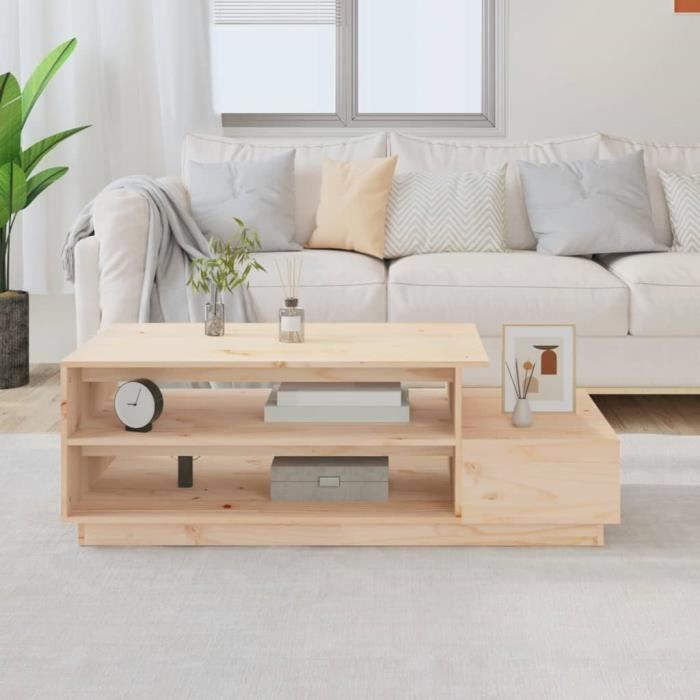 814414 vidaXL Coffee Table 120x50x40.5 Cm Solid Pine Wood
