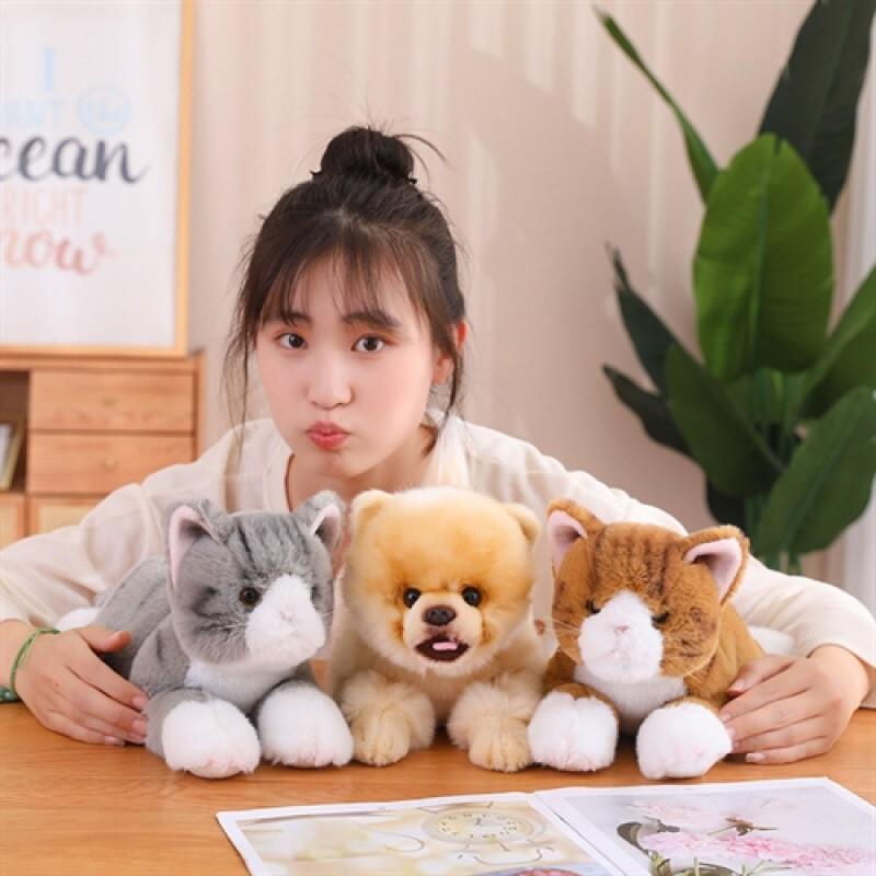 Fluffy Pomeranian Plush Toy Cat Doll Car Ornament Cute Kitten Pillow Pacifying Doll