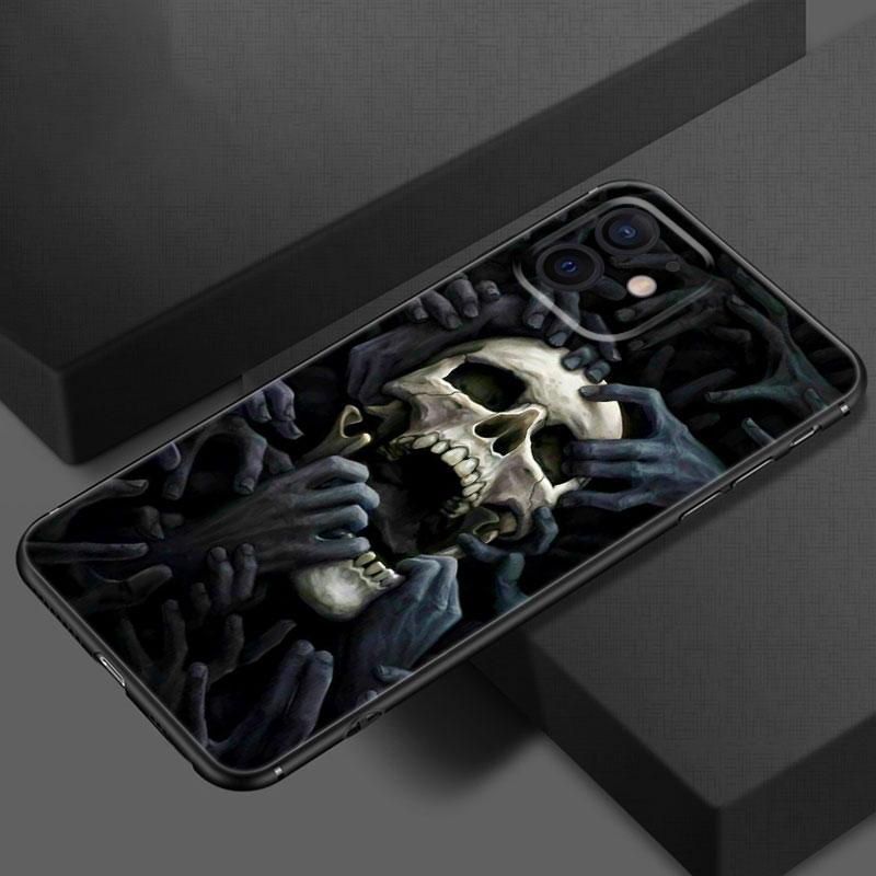 Satanic Scary Skull Phone Case For Apple iPhone 13 12 Mini 11 Pro XS Max X XR 8 7 6S 6 Plus SE 2020 5S 5 Soft TPU Black Cover