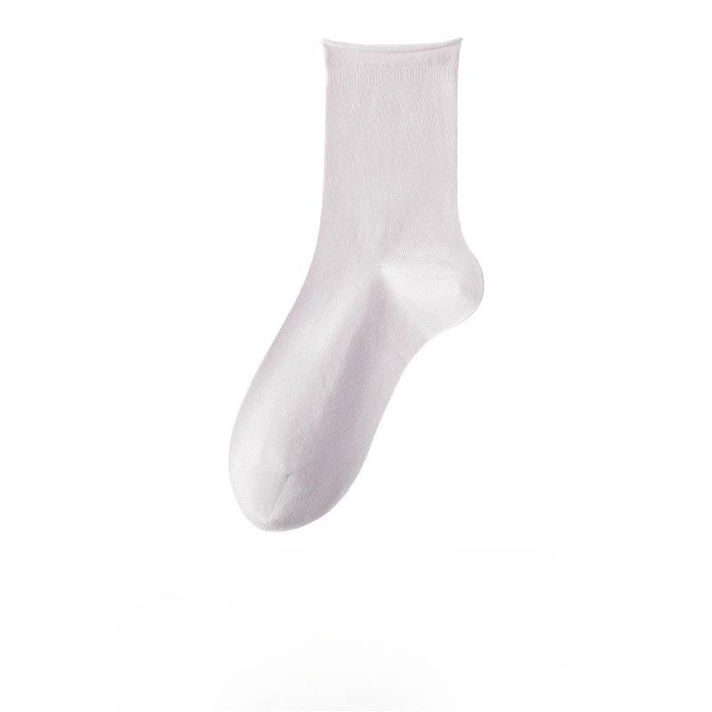 Pure Cotton Socks - Children's Summer Lightweight Rolled-edge Unlined Postpartum Socks - 100% Cotton Anti-odor Mid-calf Women's Socks