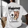 Men's Summer Pure Cotton Fashionable Casual Sports Cartoon Bear Pattern Print Round Neck Men's and Women's Short Sleeved T-shirt