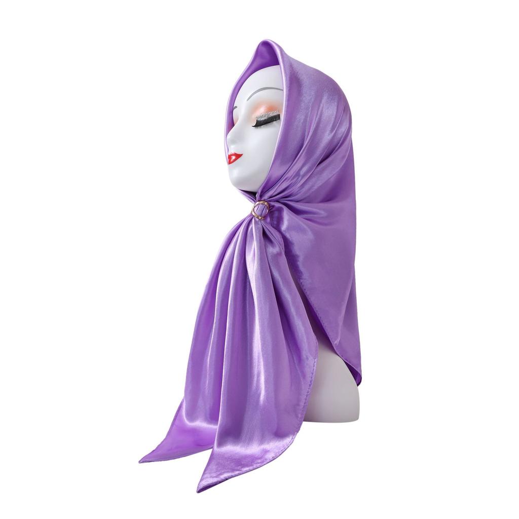 Fashionable New Versatile Headscarf Large Square Scarf Solid Color Scarf Women'S Simulated Silk Satin Scarf