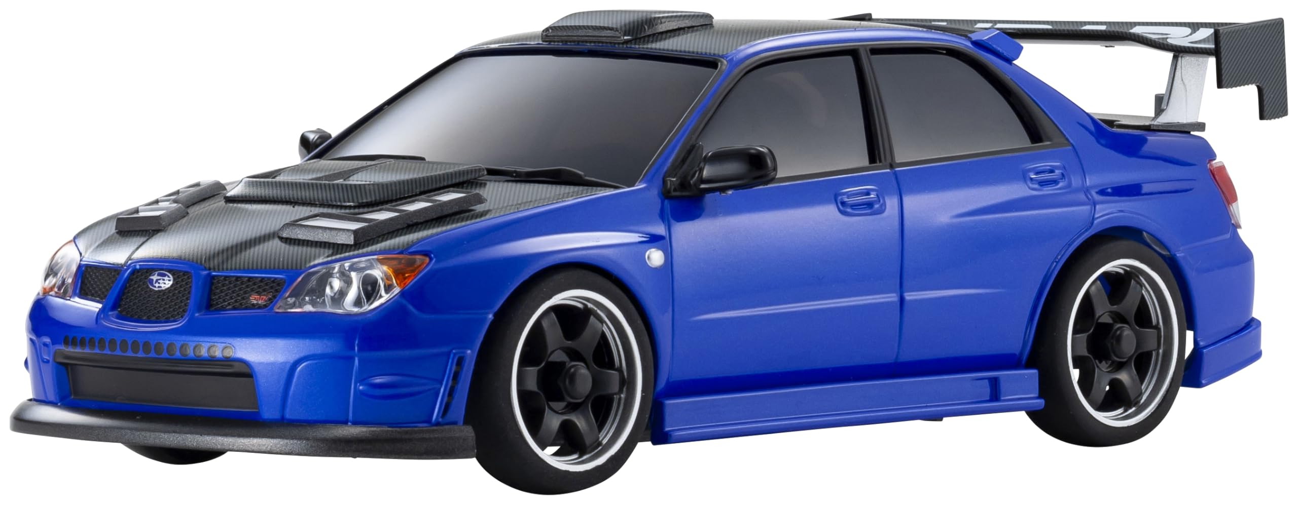 

Kyosho ASC MA020 Subaru Impreza Aero Version с капотом из углеволокна и металлическим синим кузовом MZP483BL Mini-Z -
