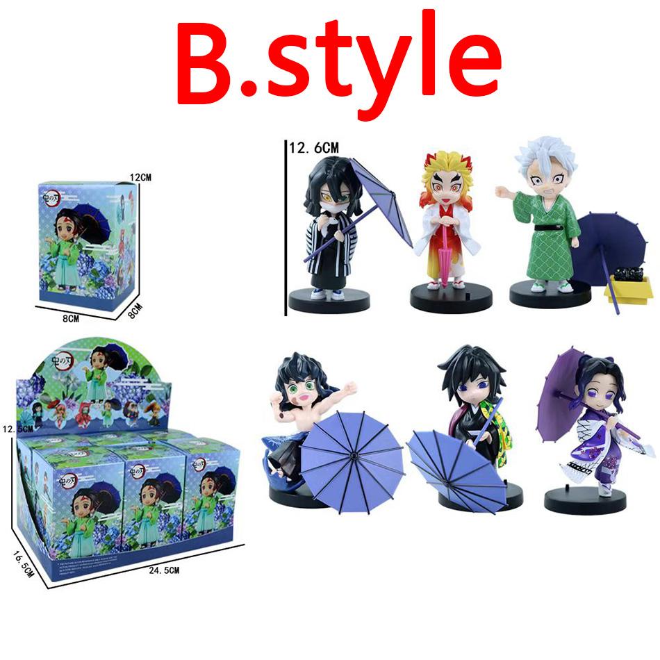 Anime Genuine Demon Slayer Action Figure Plum Rain Series Kochou Shinobu Tomioka Giyuu Kanroji Mitsuri Mystery Box Toy Gift