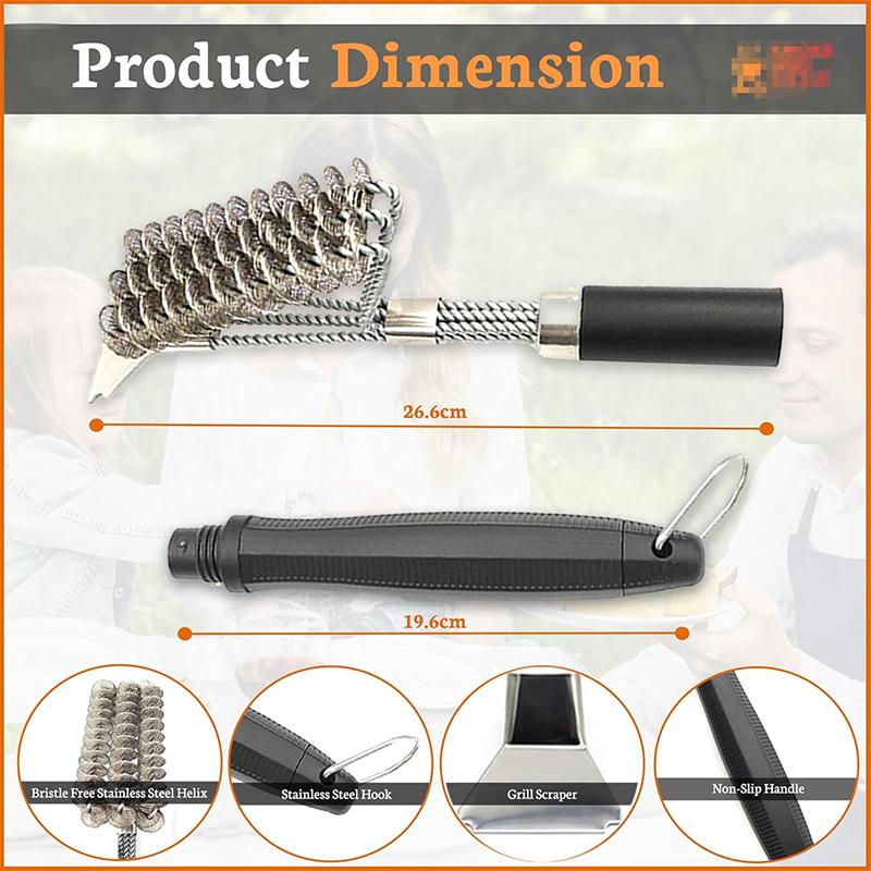 Edelstahl BBQ Grillbürste mit abnehmbarem Griff Sichere Draht-Grillbürste BBQ Reinigungsbürste Grillrost-Reiniger JT436