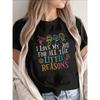 T-shirt Nera da Donna/Design Colorato a Cartoni Animati/Amore per il Proprio Lavoro/Ideale per Insegnanti,