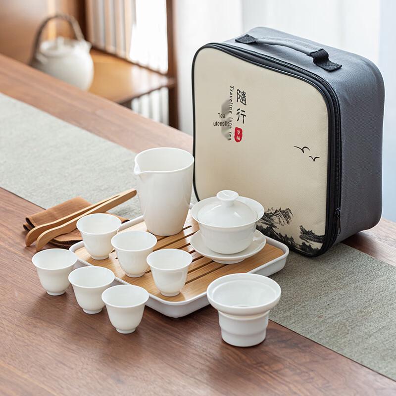 White Porcelain Gongfu Travel Tea Set