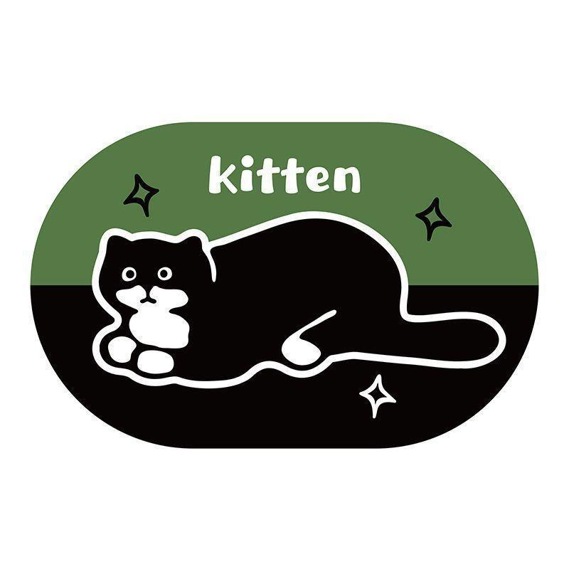 Cute Dog Cartoon Cat Checkered Pattern Diatom Mud Cushion Kitchen Carpet Toilet