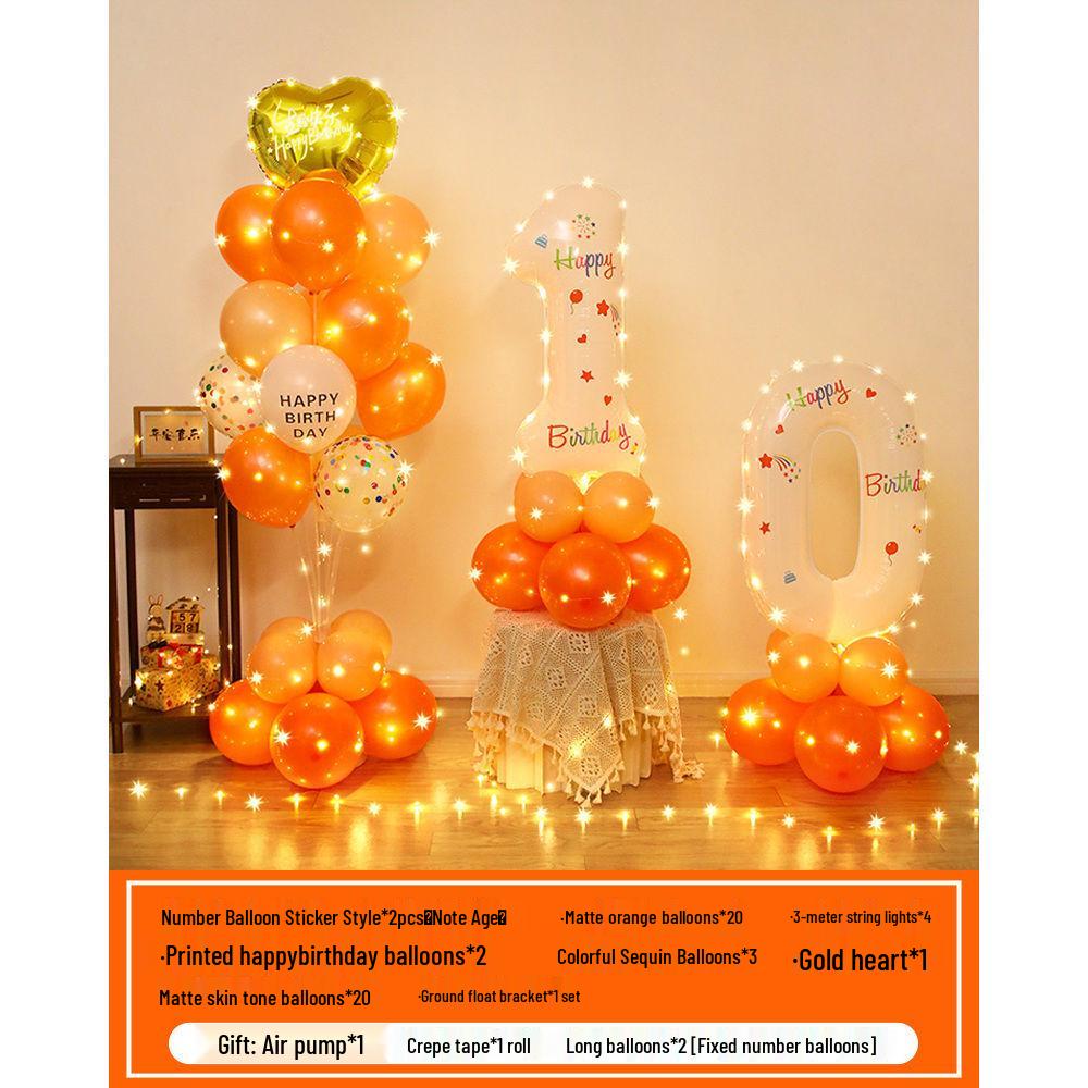 Floating Light-Up Number Balloons for Kids' 10th Birthday Decoration Scene