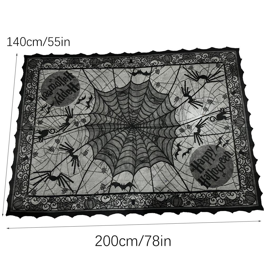Halloween Tablecloth Black Lace Spider Tablecloth Halloween Square Table Cloth Halloween Style Decorative Cloth Decorative Props