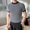 Basic Striped Short Sleeve Pullovers Men's Contrasting Colors Summer Korean Fashion Casual Knitted T-shirts