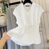 ZANZEA Women V Neck Short Sleeve Lace-up Waist Casual Loose Blouse