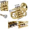 Mini Pocket Trumpet Bb Flat Brass Wind Instrument with Mouthpiece Gloves Cleaning Cloth Carrying Case