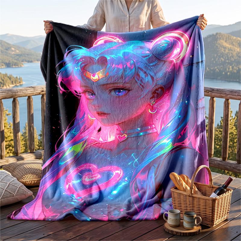 Warm Flannel Throw Blanket,Sailor Moon Lightweight Cozy Blanket For Bed Sofa And Daily Use
